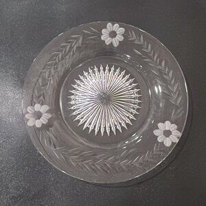 Heisey VINTAGE Etched Glass Set- Serving Plate, Relish Dish & Double Handle Bowl